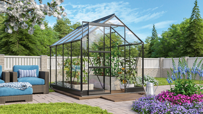 Växthus Apollo 5000 Svart Glas Sockel 5 m² Vitavia